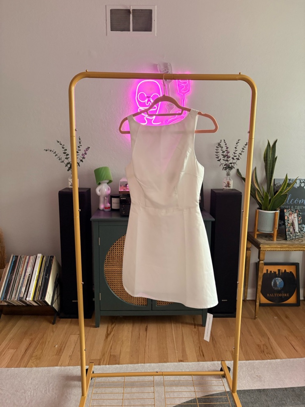 Reformation Ivory Satin Mini Dress